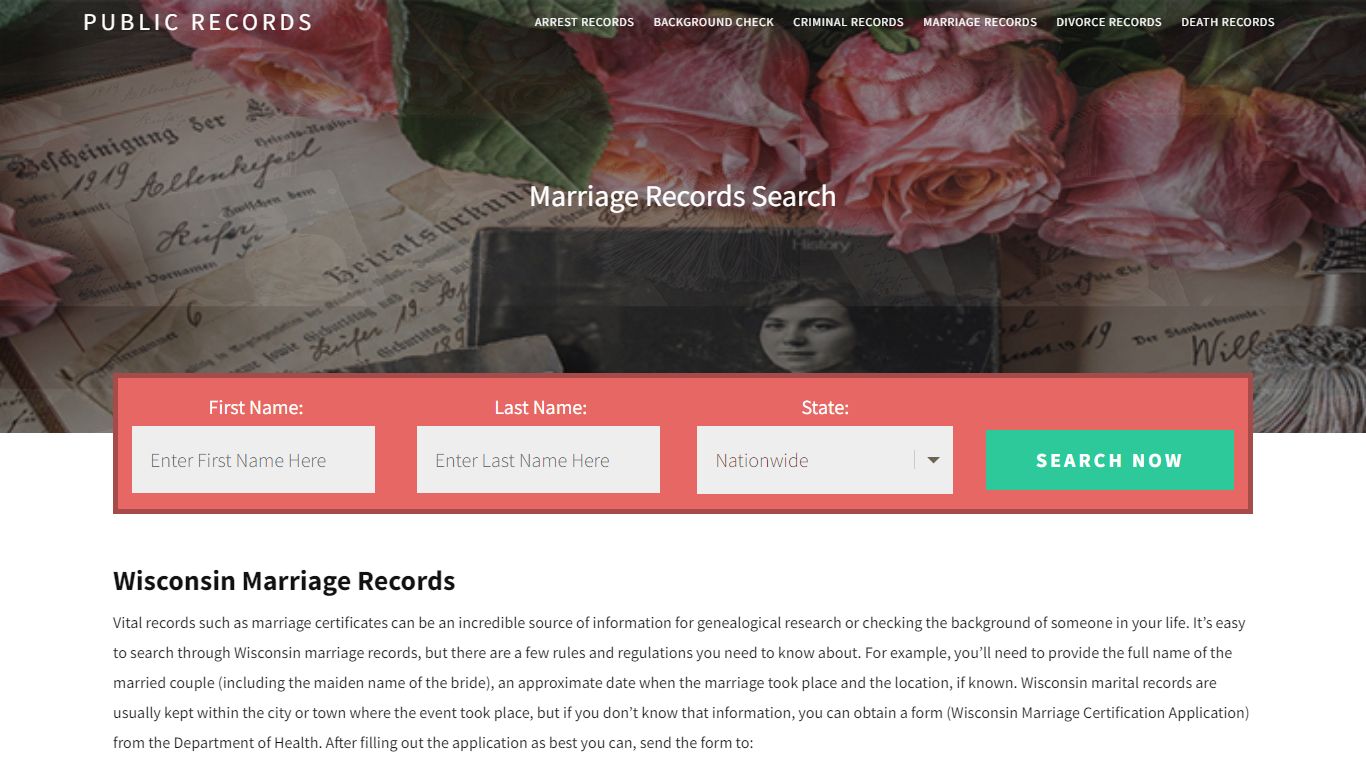 Wisconsin Marriage Records | Enter Name and Search. 14Days ...